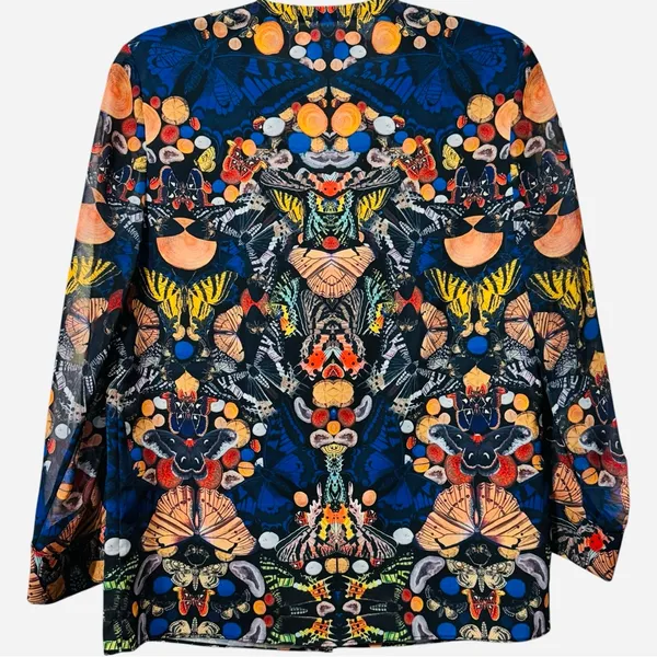 Alice + Olivia Eloise Butterfly‎ Top Painterly Kaleidoscope Printed LS Blouse XS - Image 2
