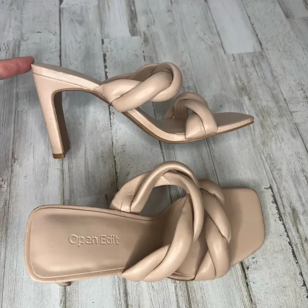 Open Edit Remmy Twist Heeled Sandals Women’s Size 6.5M Beige Heel Shoes - Image 4