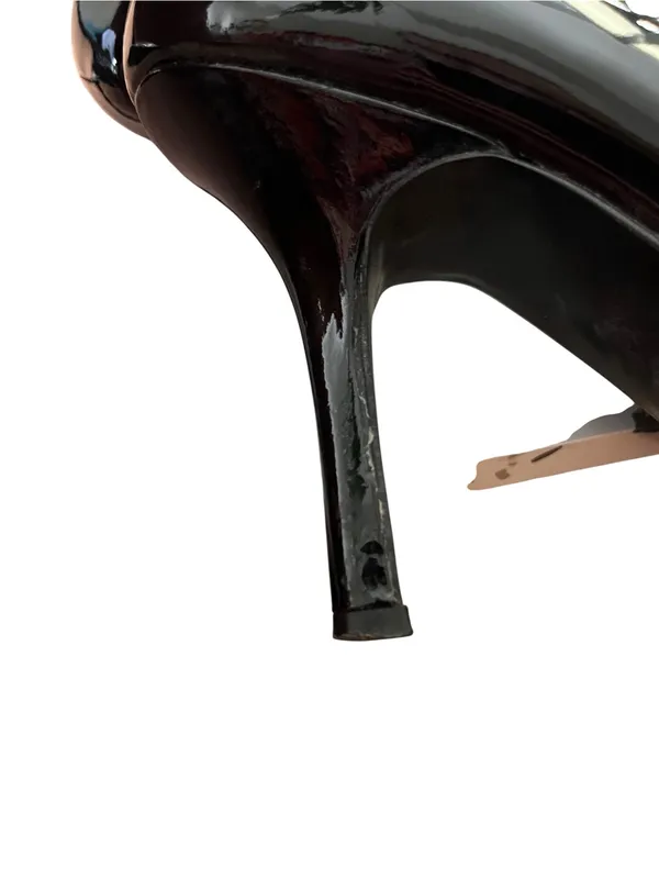 Nine West Peep Toe Pumps Stiletto Heel Patent Black 8.5M - Image 7