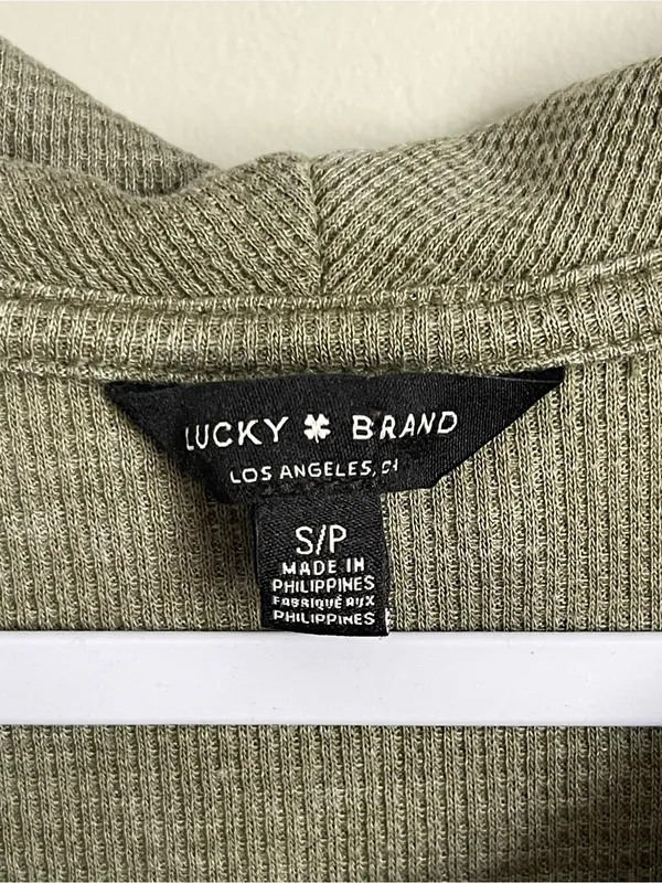 LUCKY BRAND | Olive Green Cowl Neck Henley Top Sz S - Image 5