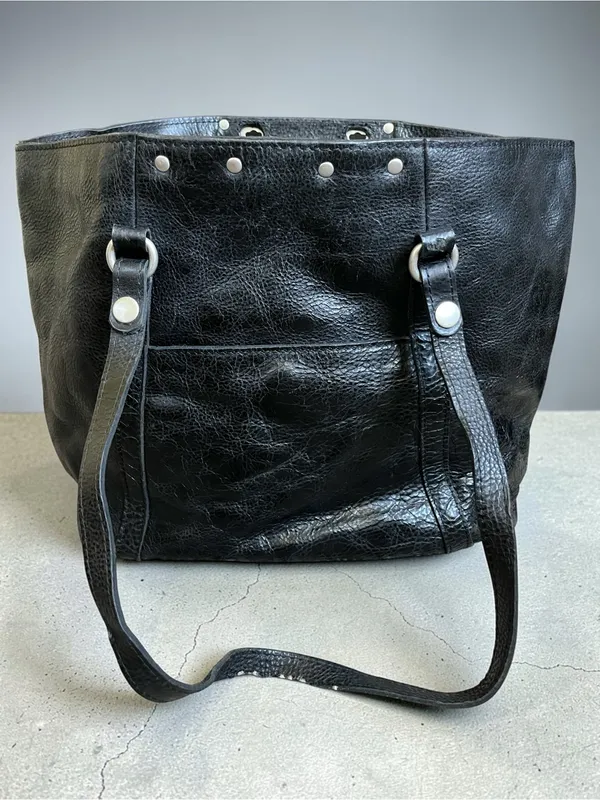 Patricia Nash Benvenuto Large Black Leather Stud-Accent Tote Bag - Image 2