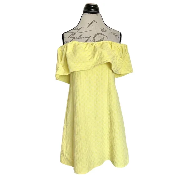 Cupcakes & Cashmere Dress Sz Small Yellow Off the Shoulder Cottage Cottage Core - Image 2