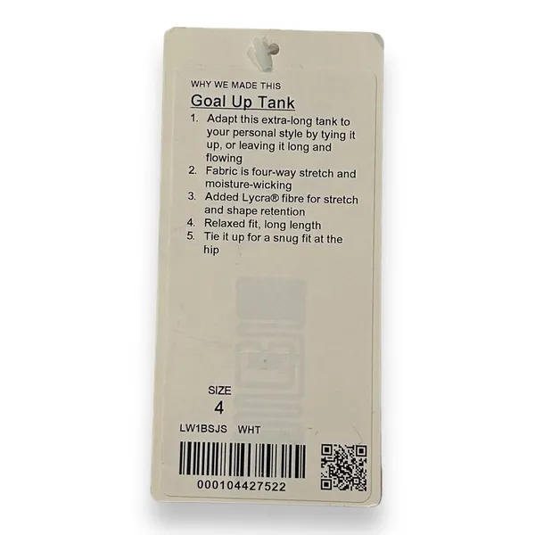 Lululemon Goal‎ Up Tank Women's Size 4 White Yoga - Image 6