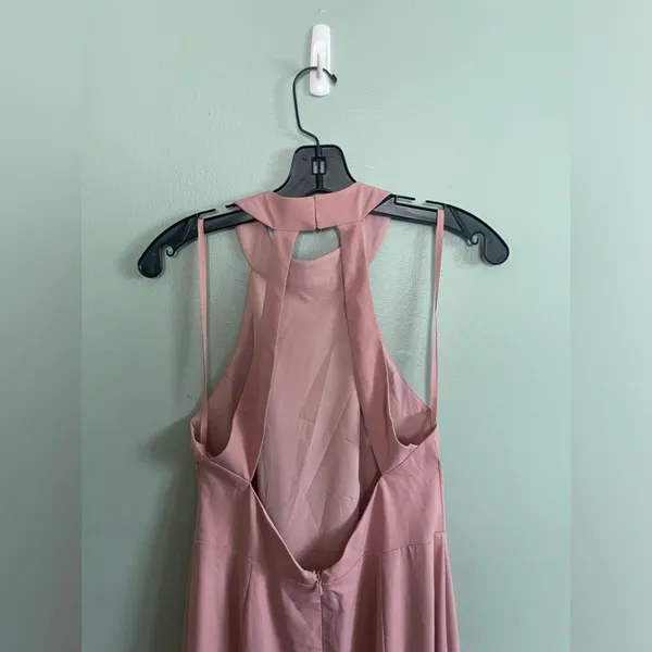 BHLDN Montreal Crepe Dusty Pink High Neck Maxi Bridesmaids Dress SZ 6 - Image 6