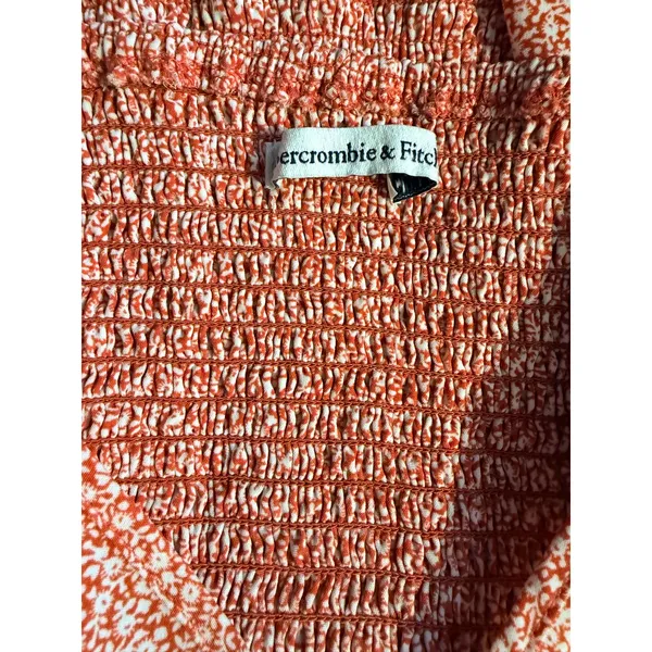Abercrombie and Fitch Women's Long Sleeve Top Orange White Medium - Image 3
