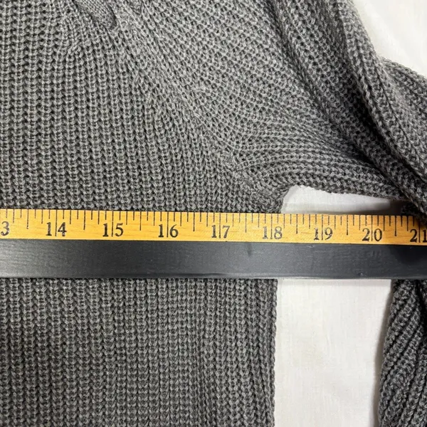 NY & Co Soho Jeans Sweater Gray Off Shoulder Cable Knit Boho Minimalist Casual M - Image 10