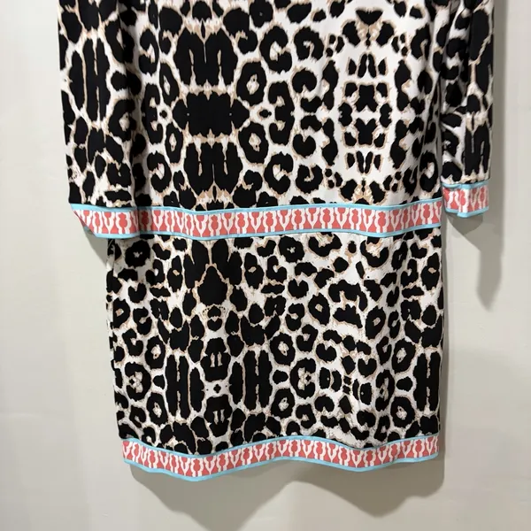 Macbeth Collection by Margaret‎ Josephs Sheath Dress Leopard Print Black Medium - Image 3