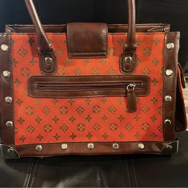 Designer Red and Brown Women's Bag - Image 2