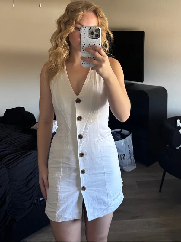 a new day White Mini Dress with Tortoiseshell Buttons - Image 4