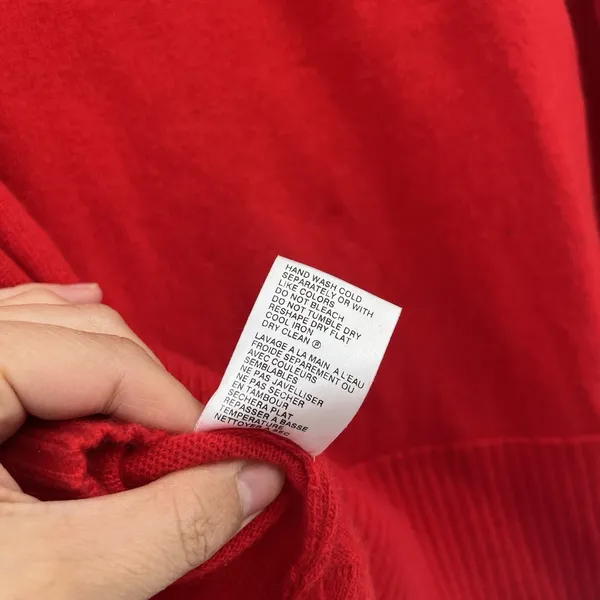 Women's Red Sweater Bianco & Blu Merino Wool Blend Christmas Bright Italy Relax - Image 11