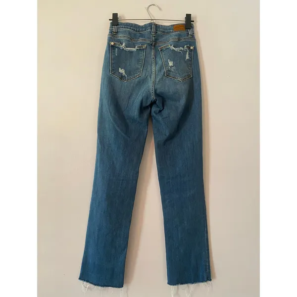 Judy Blue Straight Fit Distressed Frayed Medium Rise Jeans Women's size 3 / 26 - Image 7