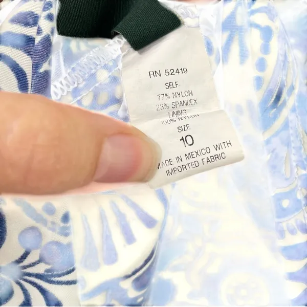 Lauren Ralph Lauren Blue & White Floral Print Halter Tankini Swimsuit Top 10 - Image 6