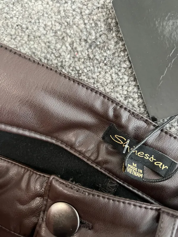 Brown Leather Pants Size M - Image 4