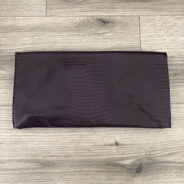 Nordstrom Faux Crocodile Plum Purple Fold Over Clutch Bag - Image 7