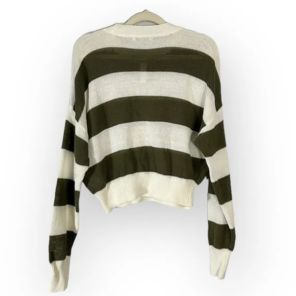 J.Crew Loose-Knit Crewneck Sweater Women's Small Off White Green Long Sleeve NWT - Image 4