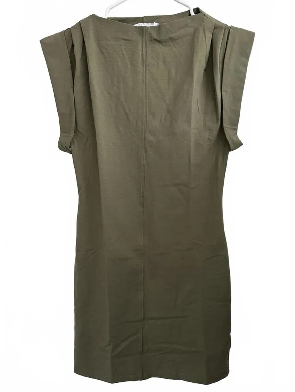Mango Cotton Knitted Dress with Turn-Up Sleeves Dates Khaki Green NWT Size 2/XS - Image 5