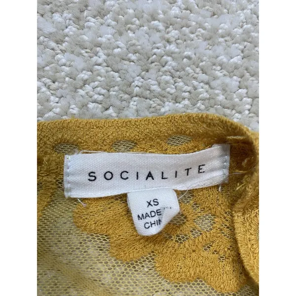 Socialite mustard embroidered lace plunge maxi dress Size Xs 100% Nylon & Cotton - Image 12