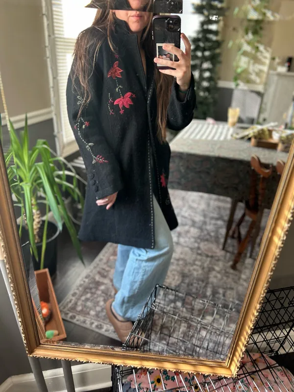 Nordic traders wool vintage floral jacket Black - Image 2