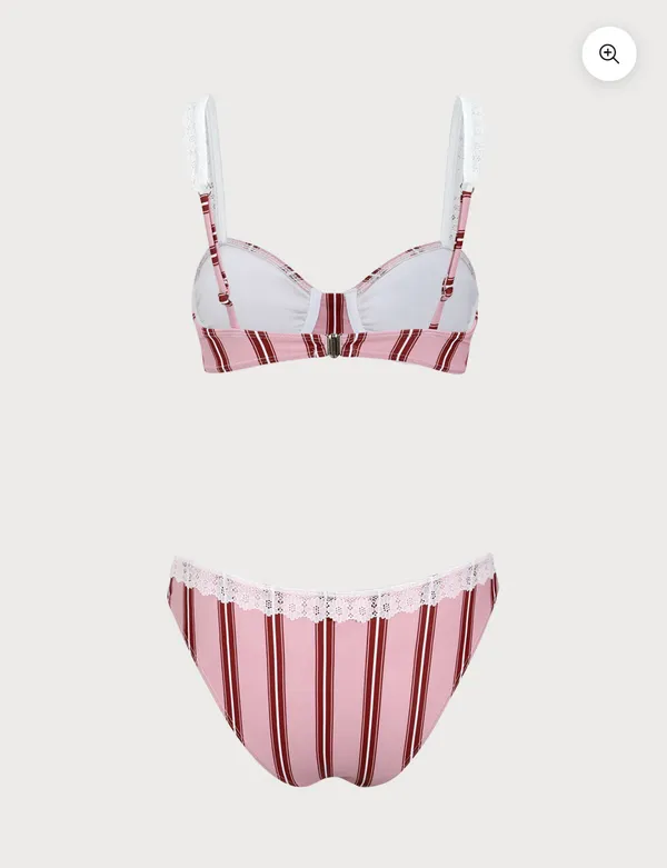 Pink striped Bikini Set Size M - Image 2