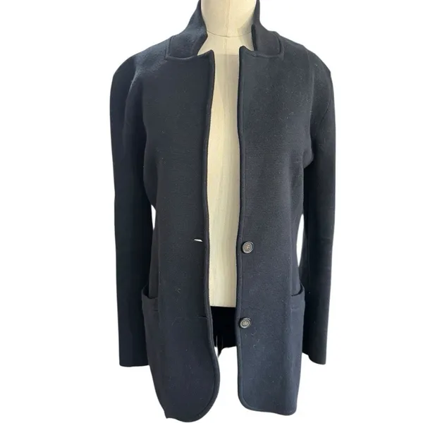 J.Crew Mercantile Knit Blazer Sweater Jacket Black Soft Cotton Size XS Cardigan - Image 2