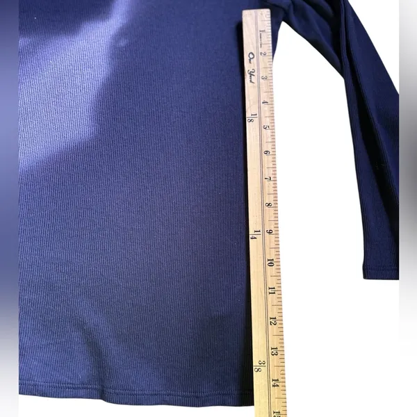 ANTHROPOLOGIE Navy Blue Cold Shoulder Ribbed Long Sleeve Top Blouse - Sz Medium - Image 10