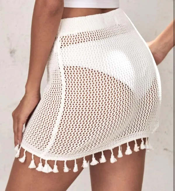 Swim Coverup Skirt White - Image 3