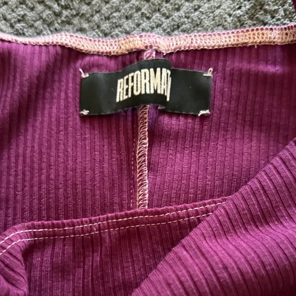 Reformation Ribbed‎ Spaghetti Strap Bodysuit Plum Purple Small Sustainable Chic - Image 2