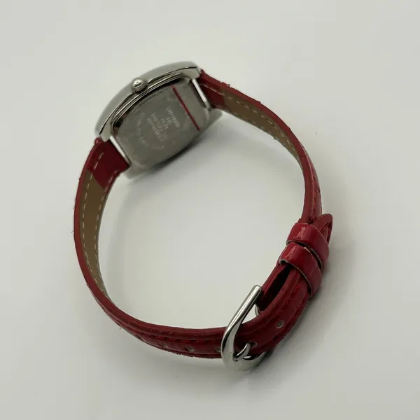 Studio Time Mother Pearl Crystals Red Band Women’s Watch Working New Battery - Image 5