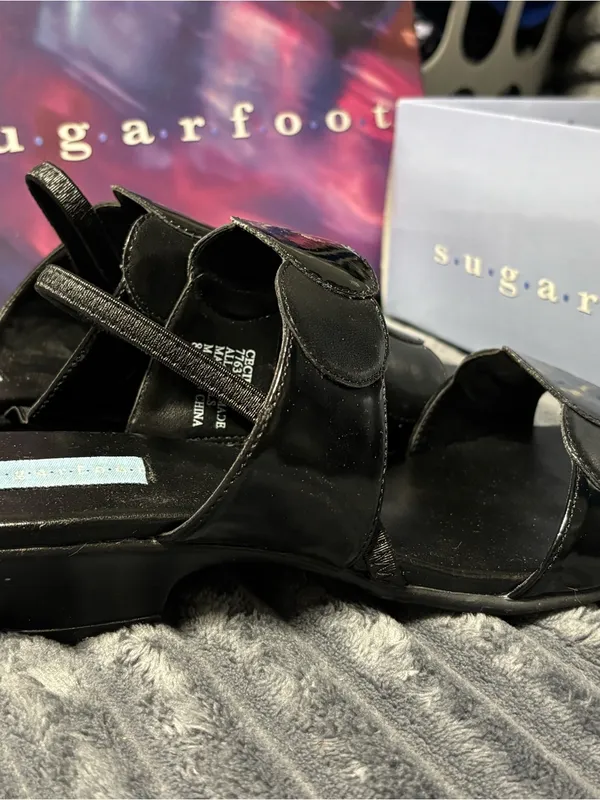 Black Women's Leather Slide Sandals - Brand: - Image 2