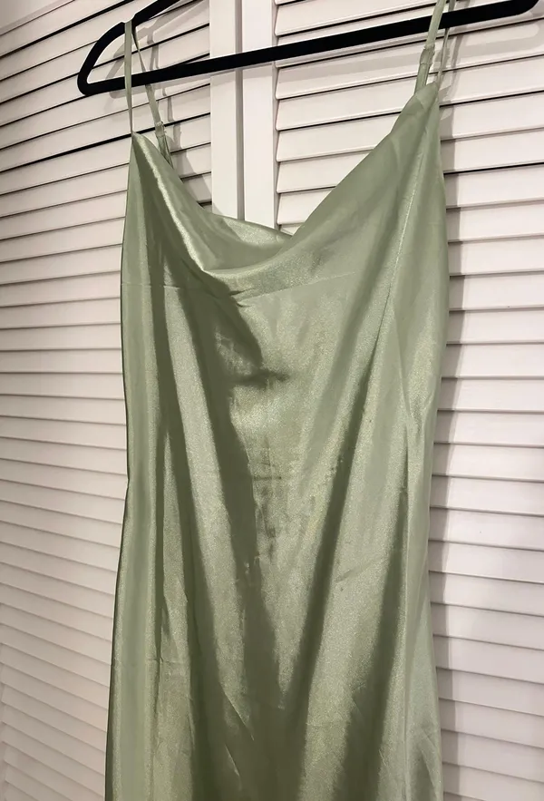 Green Satin Maxi Dress - Image 2