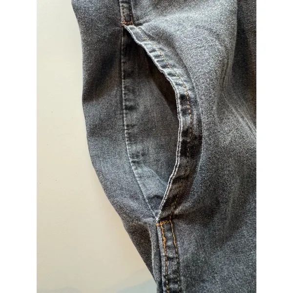 Timing Chambray Cotton Shirt Dress M Pockets Dark Grey Roll Tab Sleeve Summer - Image 8