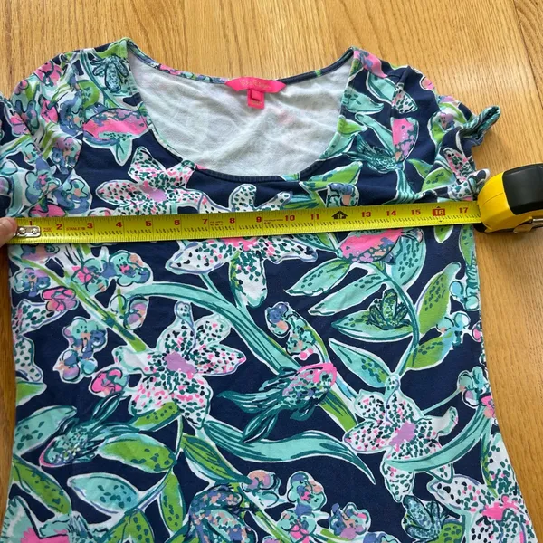 Lilly Pulitzer Tammy Dress Small S Bright Navy Sway This Way Floral Fish UPF 50+ - Image 8