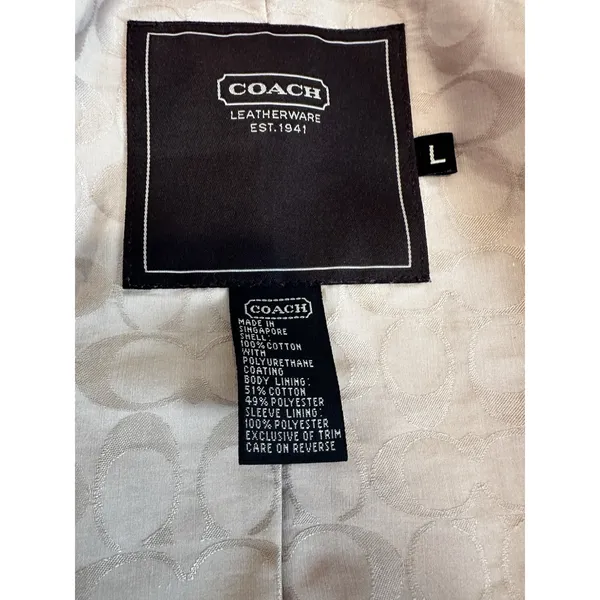 Coach Bubble Gum Pink Sz: L Single Breast Button Trench Coat. Lined w/ Logo - Image 6