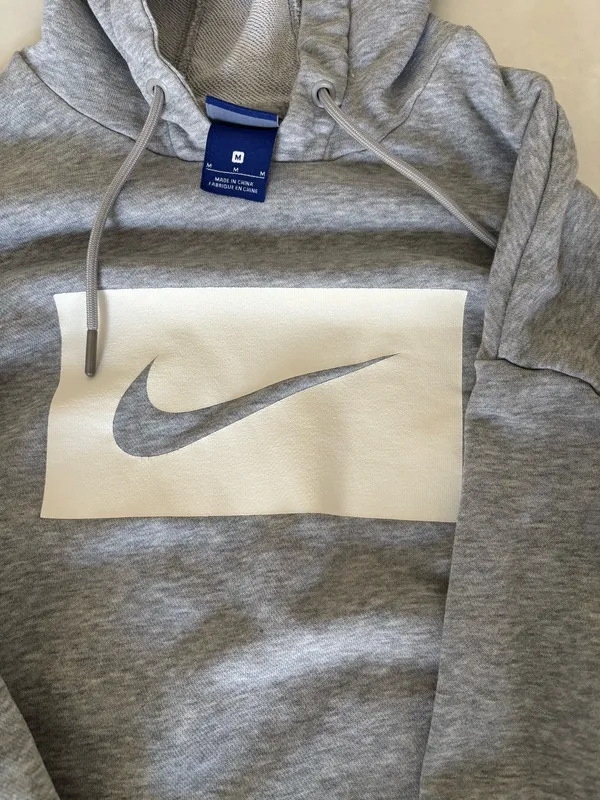 Nike Gray Swoosh Logo Hoodie Pullover Sweatshirt Women’s Medium - Image 10