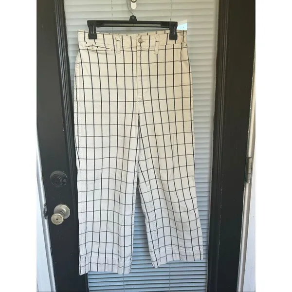 Madewell Slim Emmit Wide Leg Crap Pants Beige Black Striped 28 - Image 10