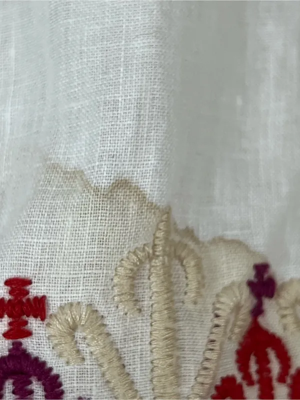 Johnny Was White Embroidered Floral Peasant linen Maya Blouse xl FLAWED - Image 14
