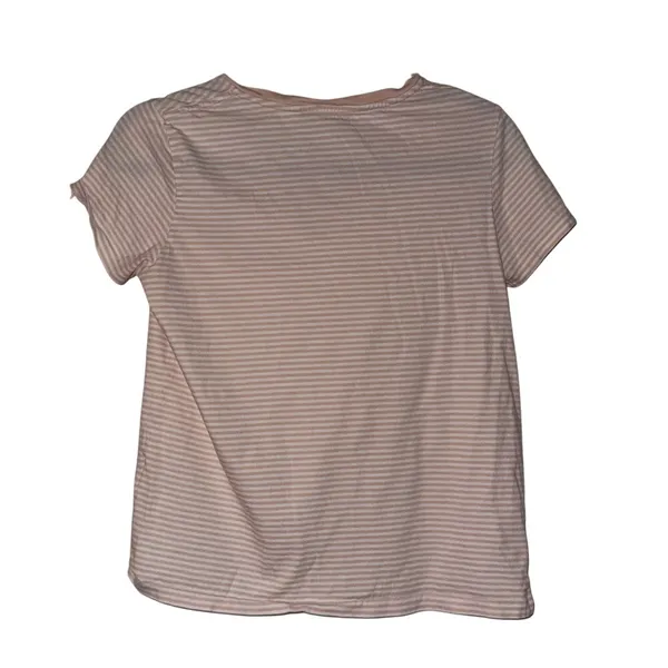 Polo Ralph Lauren Striped V-Neck T-Shirt‎ Women's Pink White Medium - Image 6