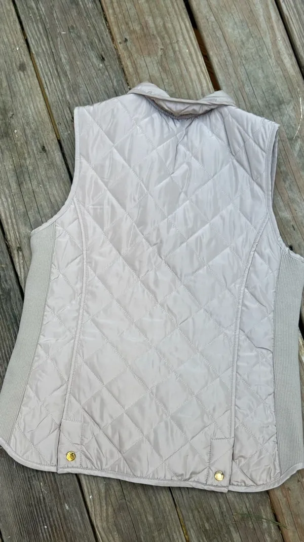 Adrienne Vittadini Quilted Vest Size M Taupe - Image 4