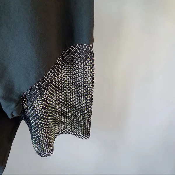 Black Western Rhinestone Graphic Top Metal Mesh Sleeves Country Medium - Image 5
