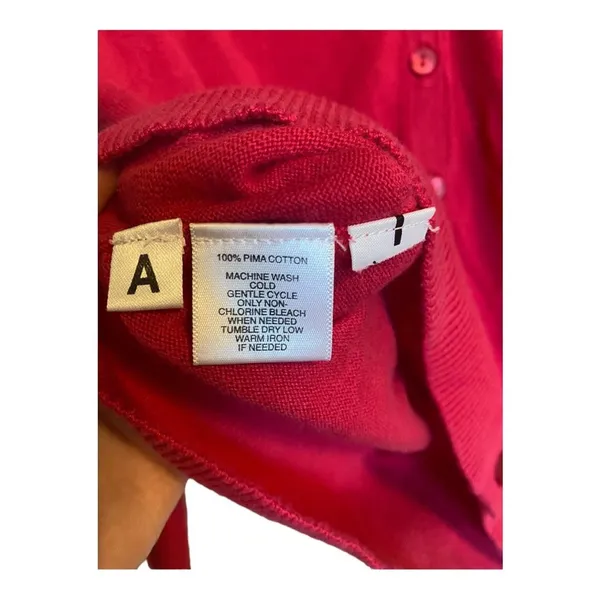 Ann Taylor LOFT Hot Pink Long Sleeve V-Neck Button Down Sweater Size Small - Image 3