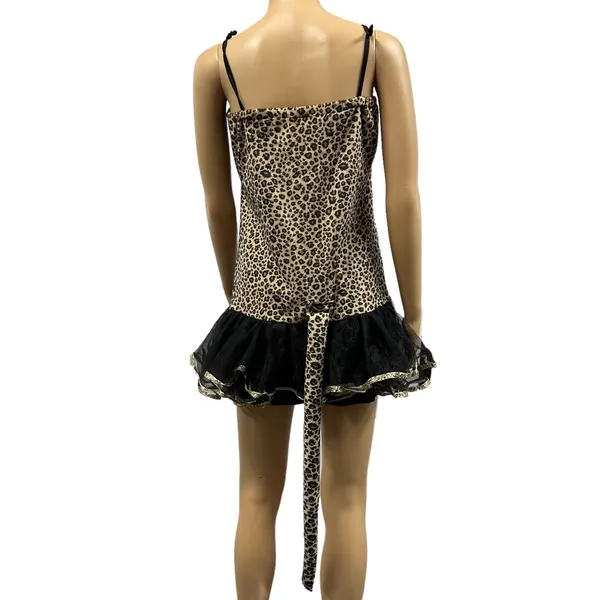 Leopard Print Mini Dress Detachable Tail Halloween Costume Cosplay Womens Medium - Image 2