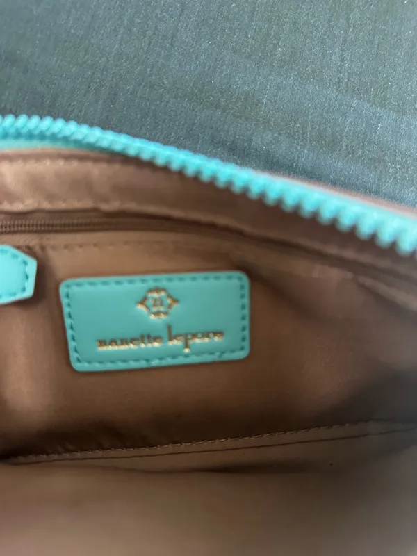 Nanette Lepore Teal Double Zip Wristlet Wallet with Wrist Strap - Image 2
