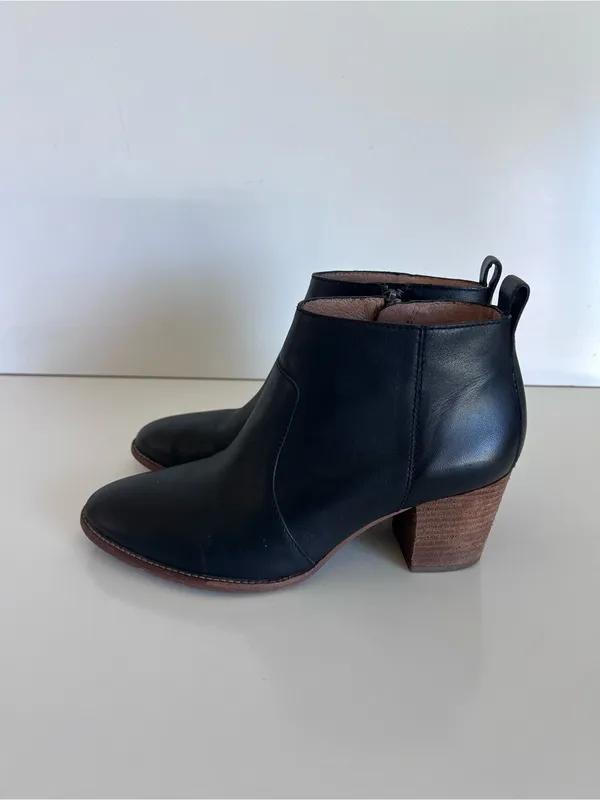 Madewell Women's Brenner Black Block‎ Heel Leather Ankle Booties - Image 3