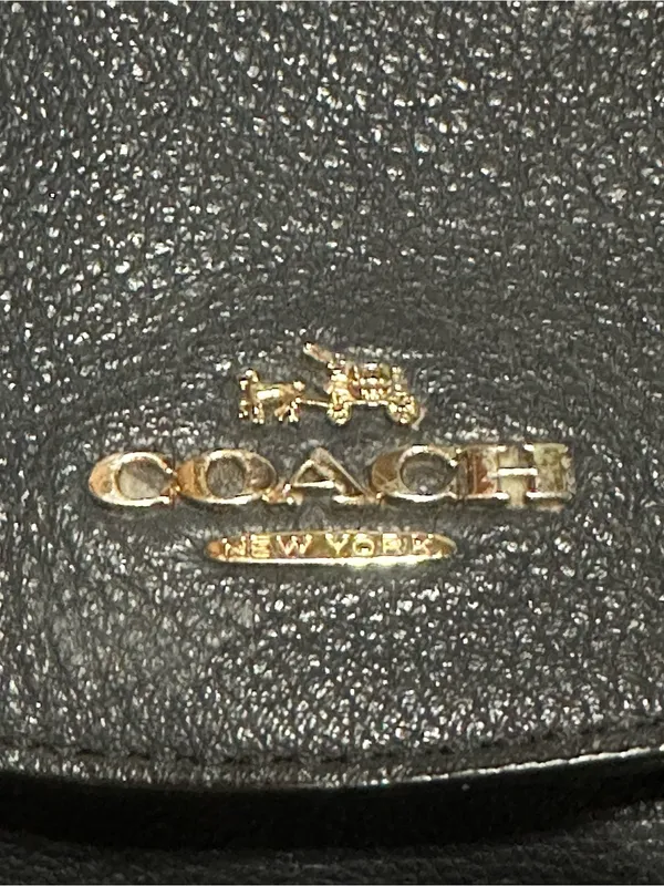 Coach Navy Blue Pebbled Leather Drawstring Billie Backpack with Gold Hardware - Image 5