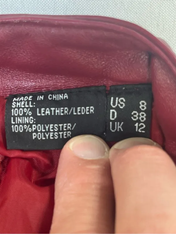 Boutique Europa Women’s Burgundy Genuine Leather Full Zip Jacket Coat Size 8 - Image 9