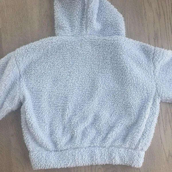 Lou & Grey Full Zip Sherpa Hoodie Sweatshirt Light Blue Medium - Image 5