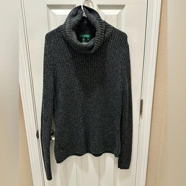 Lauren Ralph Lauren Cashmere Silk Blend Luxe Metallic Sweater XL - Image 10