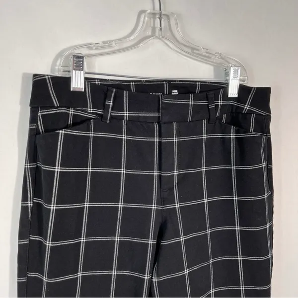Old Navy Grid Windowpane Plaid Print High Rise Secret Slim Pocket Ankle Slacks 6 - Image 2