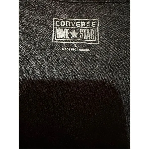 Converse Long Sleeve Faux Wrap Style Top sz L gray‎ - Image 3