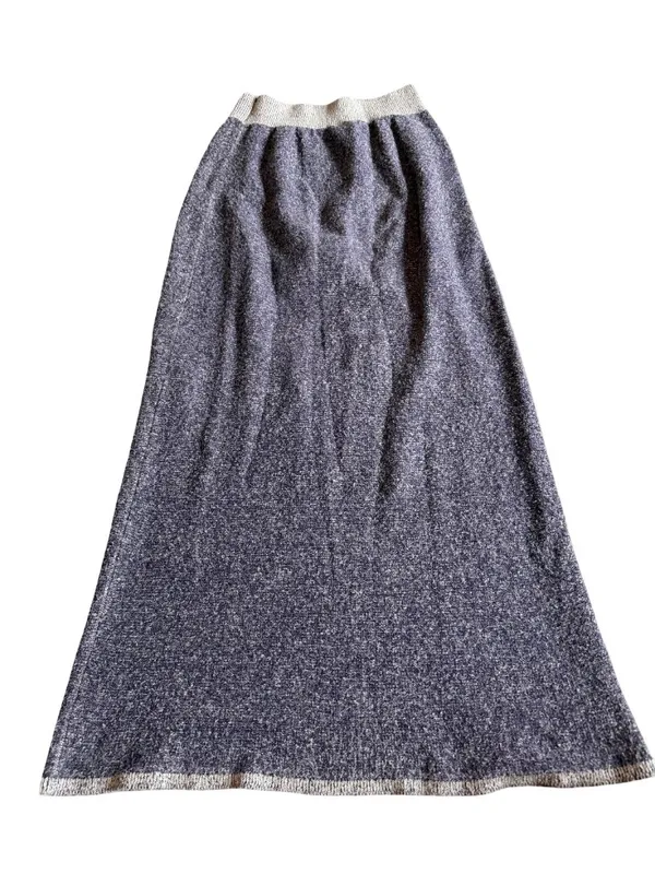Moth Anthropologie Cotton Wool Blend Maxi Skirt Pull-On Purple Stretch Sz Small - Image 6